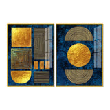 Line Art Golden Shapes Acrylic Floating Wall Painting Set of 2