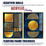 Line Art Golden Shapes Acrylic Floating Wall Painting Set of 2