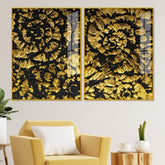 Luxurious Abstract Golden Textural Art Acrylic Floating Wall Painting Set of 2