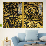 Luxurious Abstract Golden Textural Art Acrylic Floating Wall Painting Set of 2