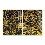 Luxurious Abstract Golden Textural Art Acrylic Floating Wall Painting Set of 2