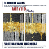 Luxurious Golden Textured Pattern Shapes Acrylic Floating Wall Painting Set of 2