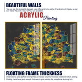 Luxury Golden Shiny Tufted Leaves Tree Acrylic Floating Wall Painting Set of 2