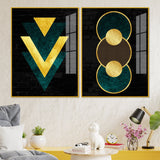 Modern Artistic Geometric Shapes Acrylic Floating Wall Painting Set of 2