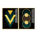 Modern Artistic Geometric Shapes Acrylic Floating Wall Painting Set of 2