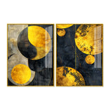 Modern Luxurious Golden Shapes Acrylic Floating Wall Painting Set of 2