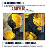 Modern Luxurious Golden Shapes Acrylic Floating Wall Painting Set of 2