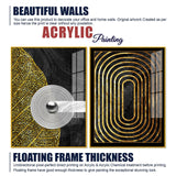 Modern Nordic Black and Golden Acrylic Floating Wall Painting Set of 2