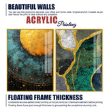 Modern Turquoise Artistic Art Acrylic Floating Wall Painting Set of 2