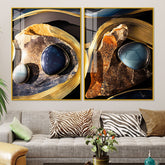 Premium Marble Stone Textural Art Acrylic Floating Wall Painting Set of 2