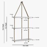 Wooden Wall Hanging Planter Shelf with Rope Three Layers(White)