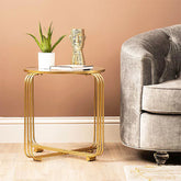 Sleek Designer Golden Metal Finish Side Table