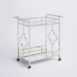 Stylish Bar Cart With Mirror Shelves And Metallic Glam Trolley