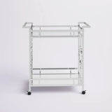 Stylish Bar Cart With Mirror Shelves And Metallic Glam Trolley