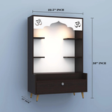 Engineered Wood Divine Puja Mandir Design with LED Lights, Home Mandir, OM, Puja Shelf for Home/Office - Brown