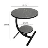 Two-Tier Stylish Round Contemporary Black Marble Side Table