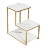 3-Tier Modern Side Table with Storage Shelf with Golden Metal Finish