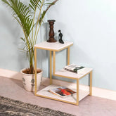 3-Tier Modern Side Table with Storage Shelf with Golden Metal Finish