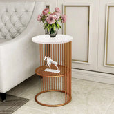Designer Art Classic Black Finish Half Caged Coffee Round Side Table