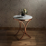Premium Copper Metal Finish Coffee Side Table with Marble Top