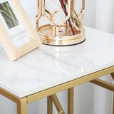 Square Geometric Rhombus Frame End Side Table with Golden Metal Finish