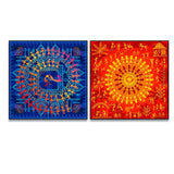 Sinuous Trailed Vibrant Warli Art Wall Frames-Set Of 2
