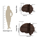 Brain Shape Backlit Wood Wall Shelf / Book Shelf / Night Light, Walnut Finish