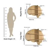 Brain Shape Backlit Wood Wall Shelf / Book Shelf / Night Light, Light Oak Finish