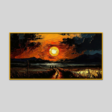 Beautiful Road Leading with Sunset Abstract Design Canvas Wall Paintings