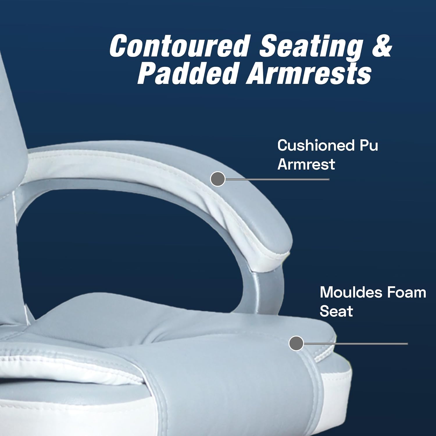 Grey & White Leatherette Swivel Office Revolving Chair | Heavy Tilting Mechanism & Strong Chrome Stand Base