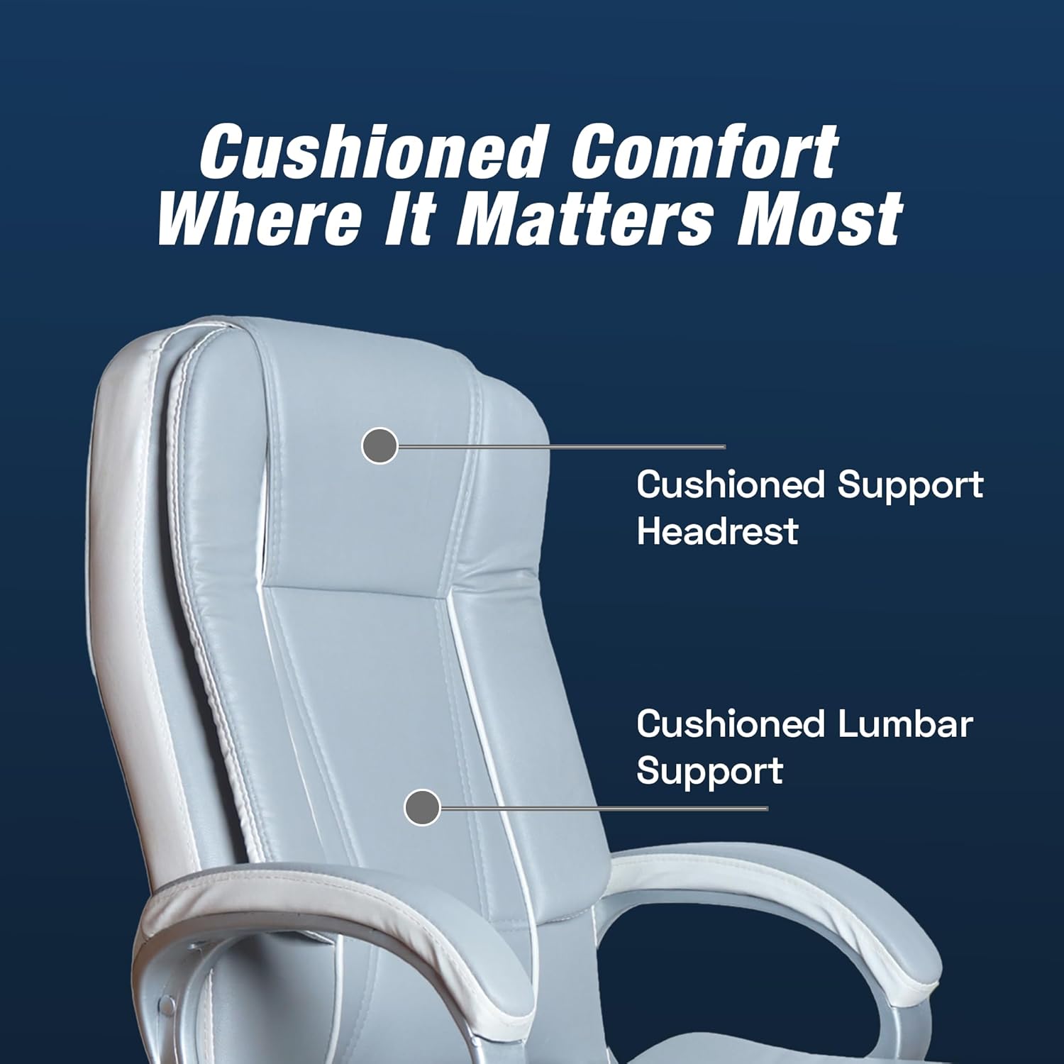 Grey & White Leatherette Swivel Office Revolving Chair | Heavy Tilting Mechanism & Strong Chrome Stand Base