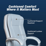 Grey & White Leatherette Swivel Office Revolving Chair | Heavy Tilting Mechanism & Strong Chrome Stand Base