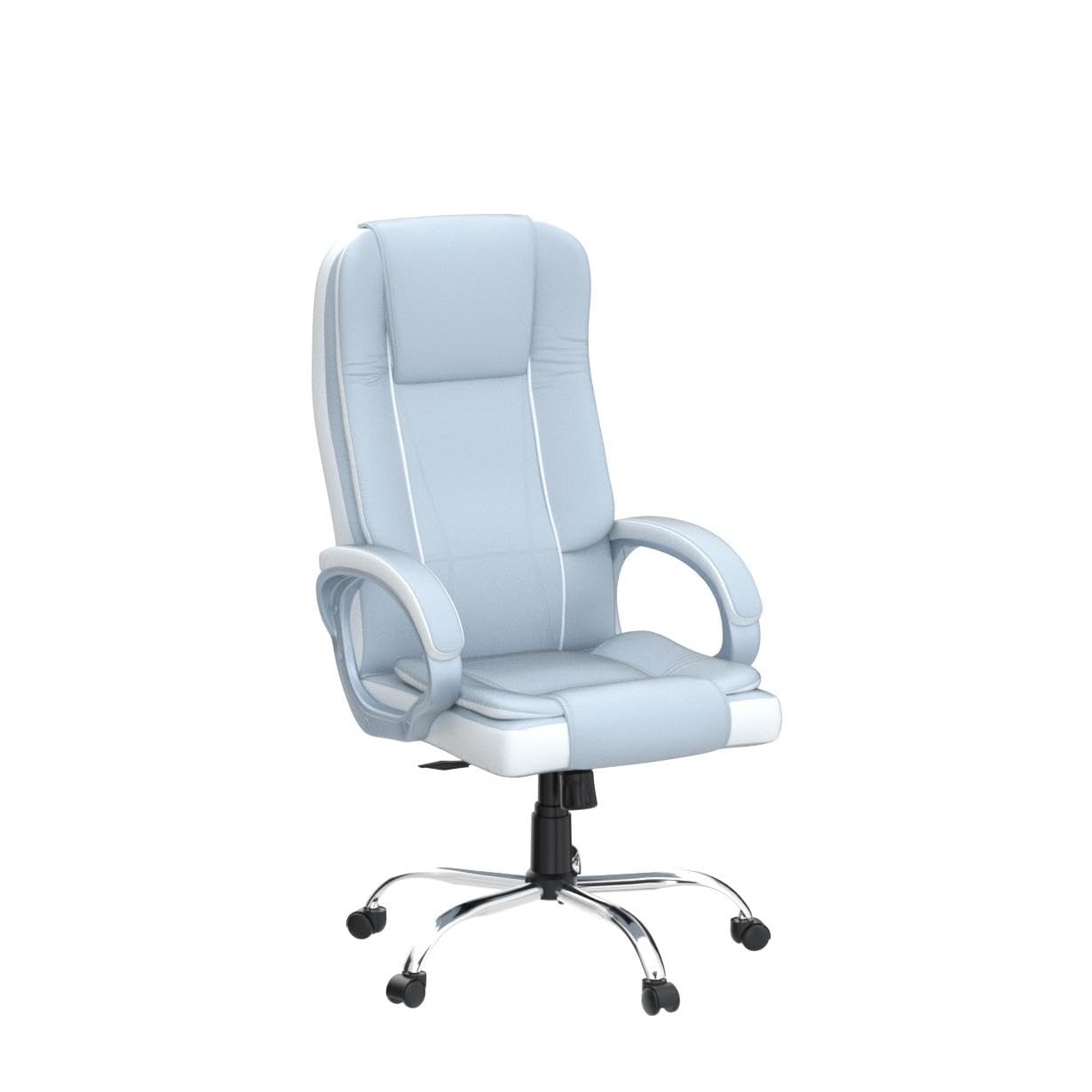 Grey & White Leatherette Swivel Office Revolving Chair | Heavy Tilting Mechanism & Strong Chrome Stand Base