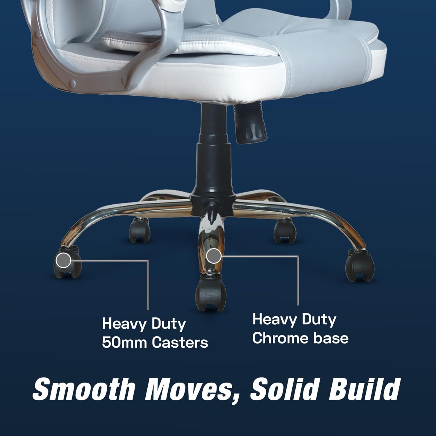 Grey & White Leatherette Swivel Office Revolving Chair | Heavy Tilting Mechanism & Strong Chrome Stand Base