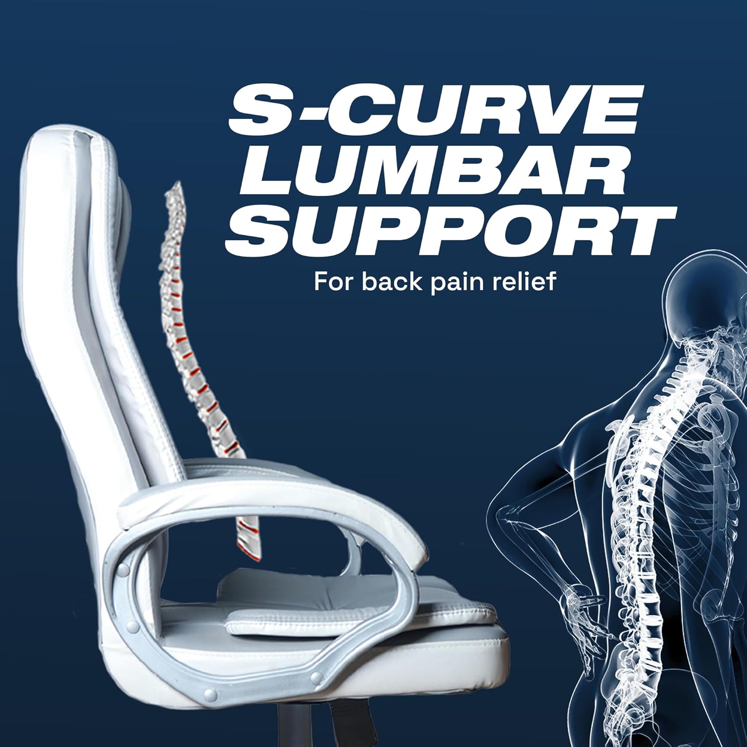 Grey & White Leatherette Swivel Office Revolving Chair | Heavy Tilting Mechanism & Strong Chrome Stand Base