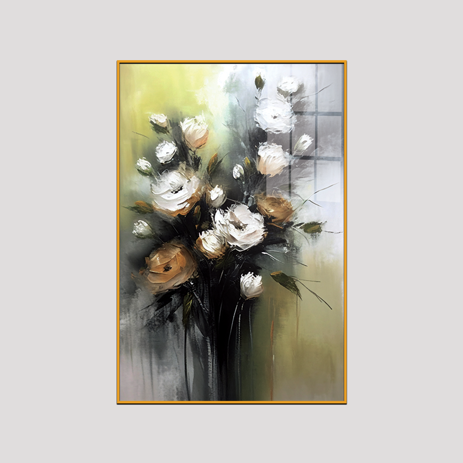Elegant Floral Acrylic Wall Painting – Modern Home Décor Art
