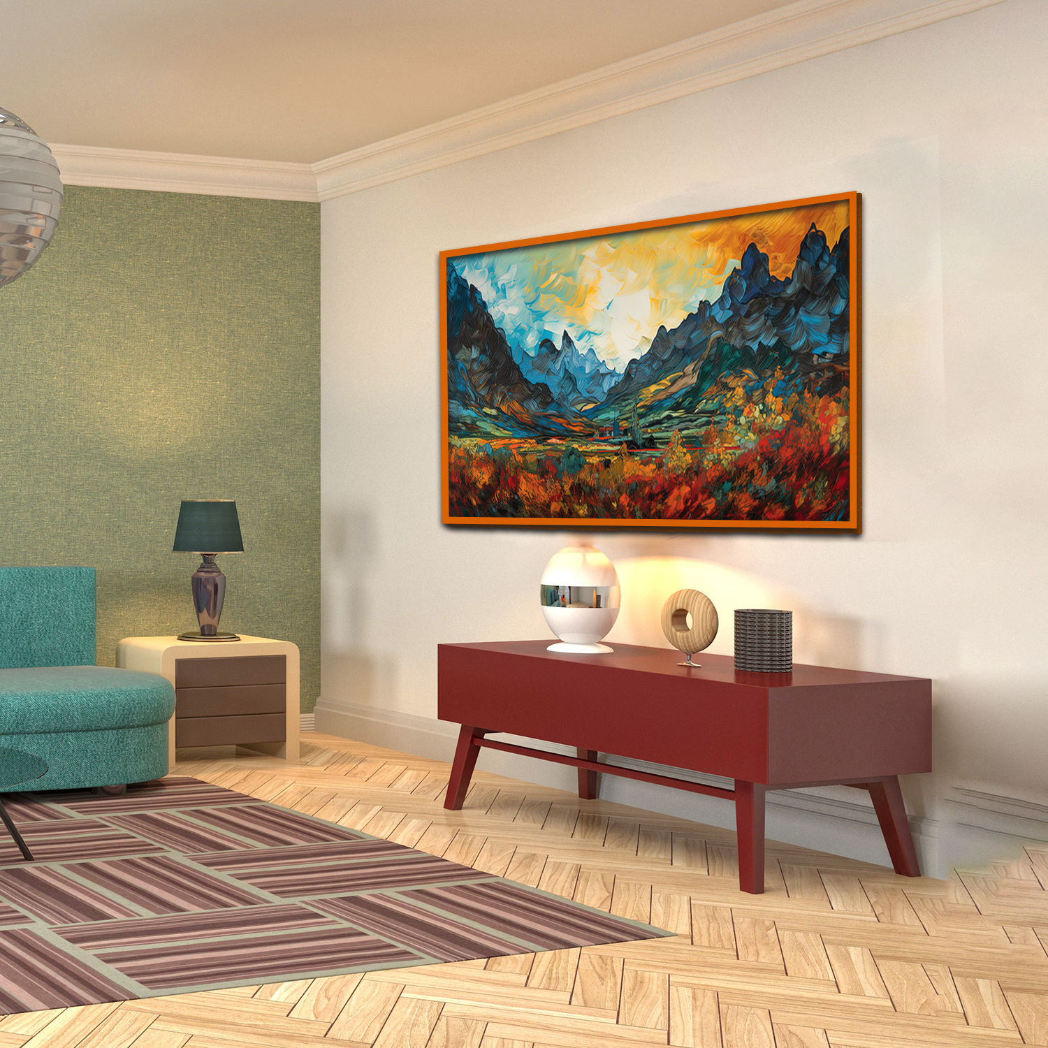 Mountains Sunset with Word Dolomites Canvas Wall Paintings