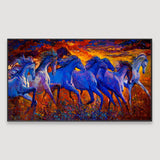 WallMelody Big Panoramic Running Horses Abstract Design Canvas