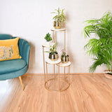 Metal Planter Stand With White Marble At Top