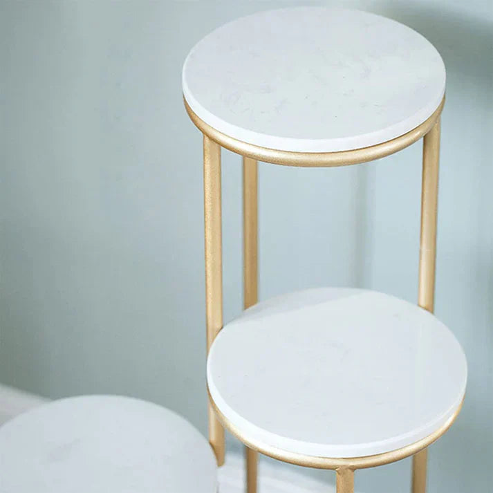 Metal Planter Stand With White Marble At Top