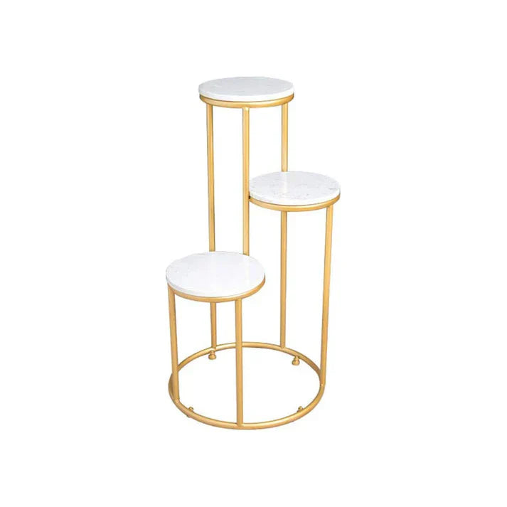 Metal Planter Stand With White Marble At Top