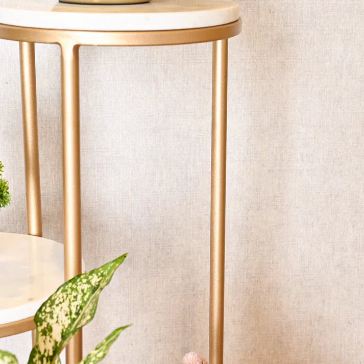 Metal Planter Stand With White Marble At Top