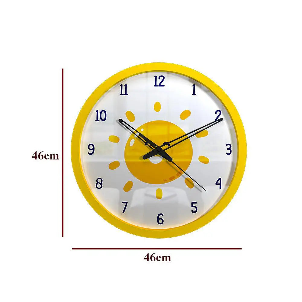 Sunny Day Kids Wall Clock in White Yellow Color