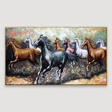 WallMelody Big Panoramic Running Horses Abstract Design Canvas