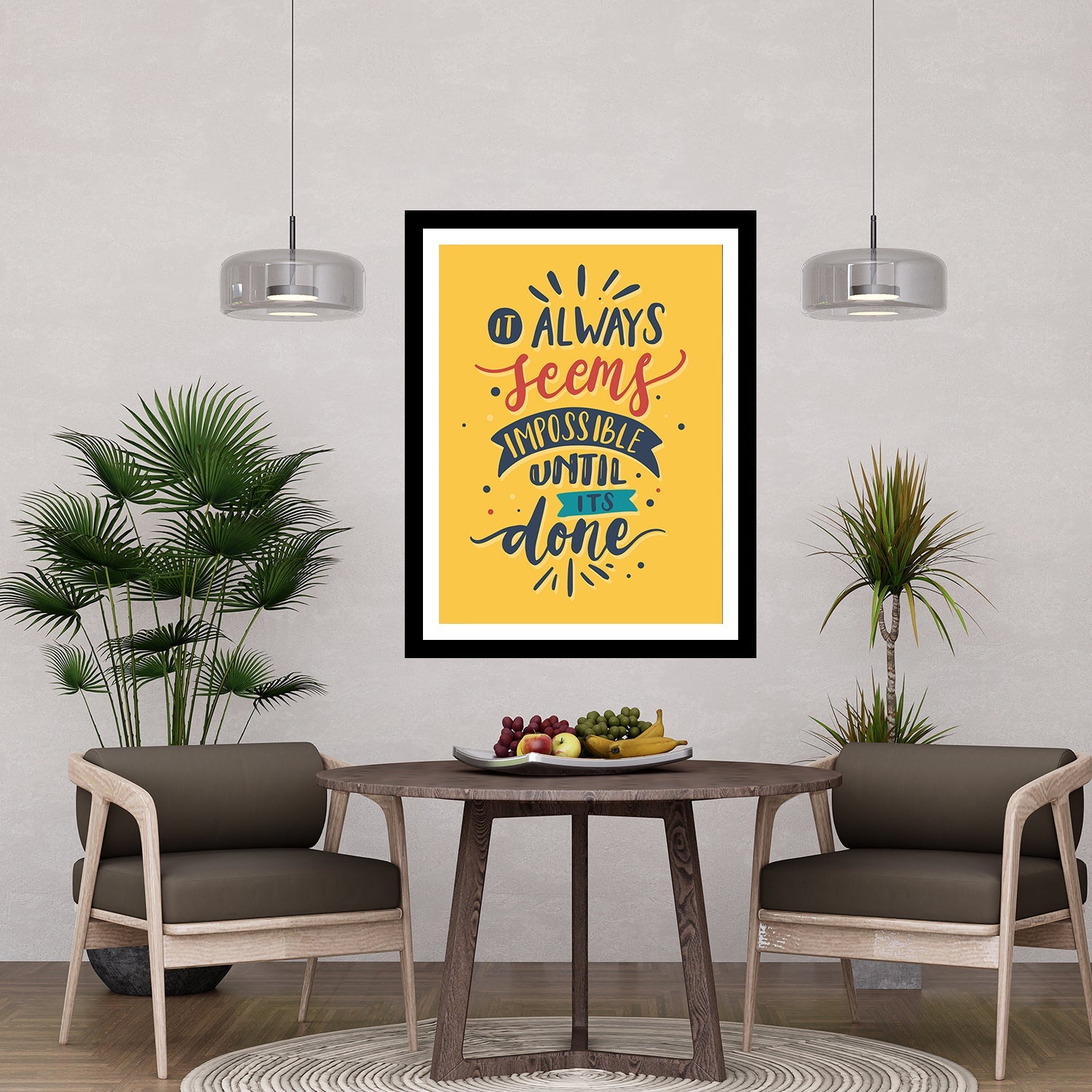 Always Seems Impossible Until Done Motivational Posters Wall Frames for Students, Business, Employees, Startup