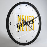 Never Give Up Trendy Wall Clock for Gym Decor- Black Frame