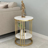 Premium Iron Stand Two Layer Marble Side Table