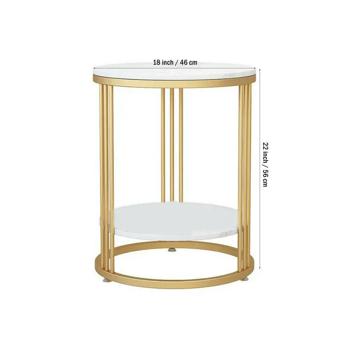 Premium Iron Stand Two Layer Marble Side Table