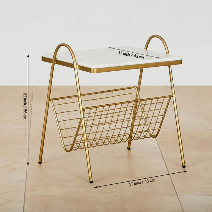 Designer Square Shape White Marble Side Table