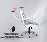 Grey & White Leatherette Swivel Office Revolving Chair | Heavy Tilting Mechanism & Strong Chrome Base